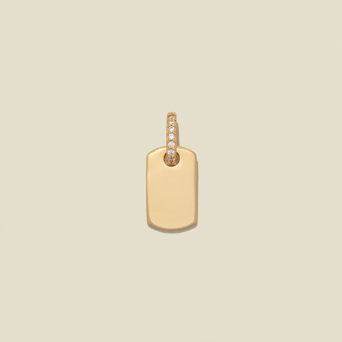 CZ Dog Tag Charm Gold Vermeil Add Ons