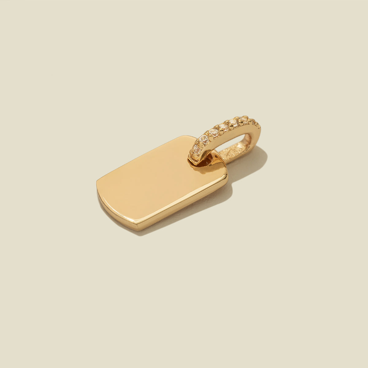 CZ Dog Tag Charm Gold Vermeil Add Ons