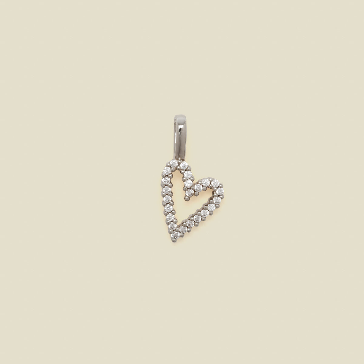 CZ Heart Charm Silver Add Ons