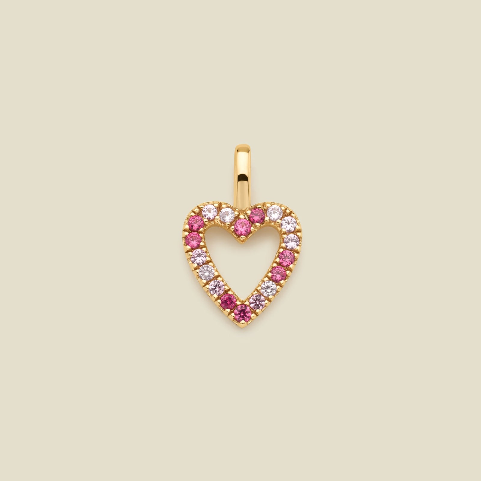 CZ Pink Pavé Heart Charm Gold Vermeil Add Ons