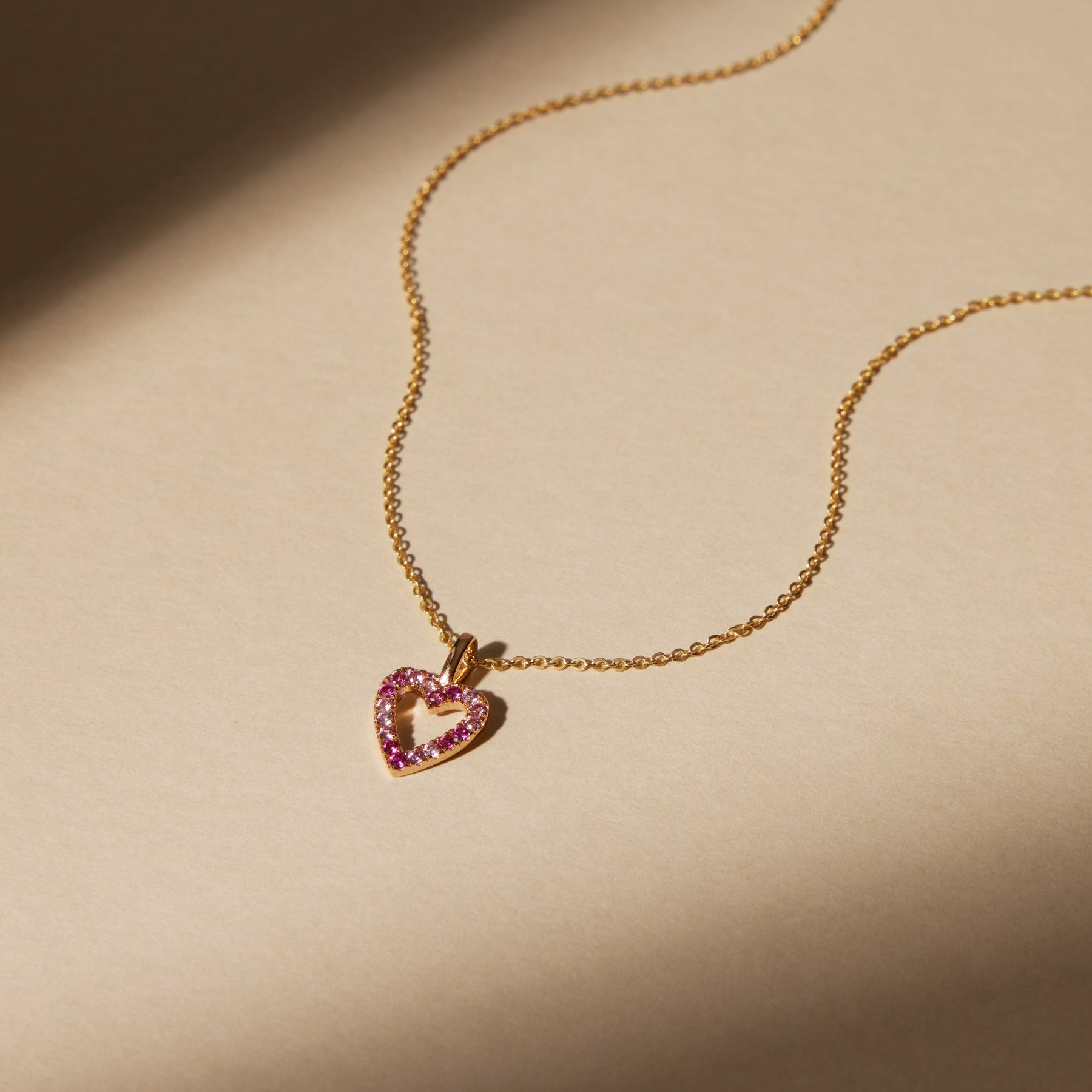 CZ Pink Pavé Heart Charm Gold Vermeil Add Ons