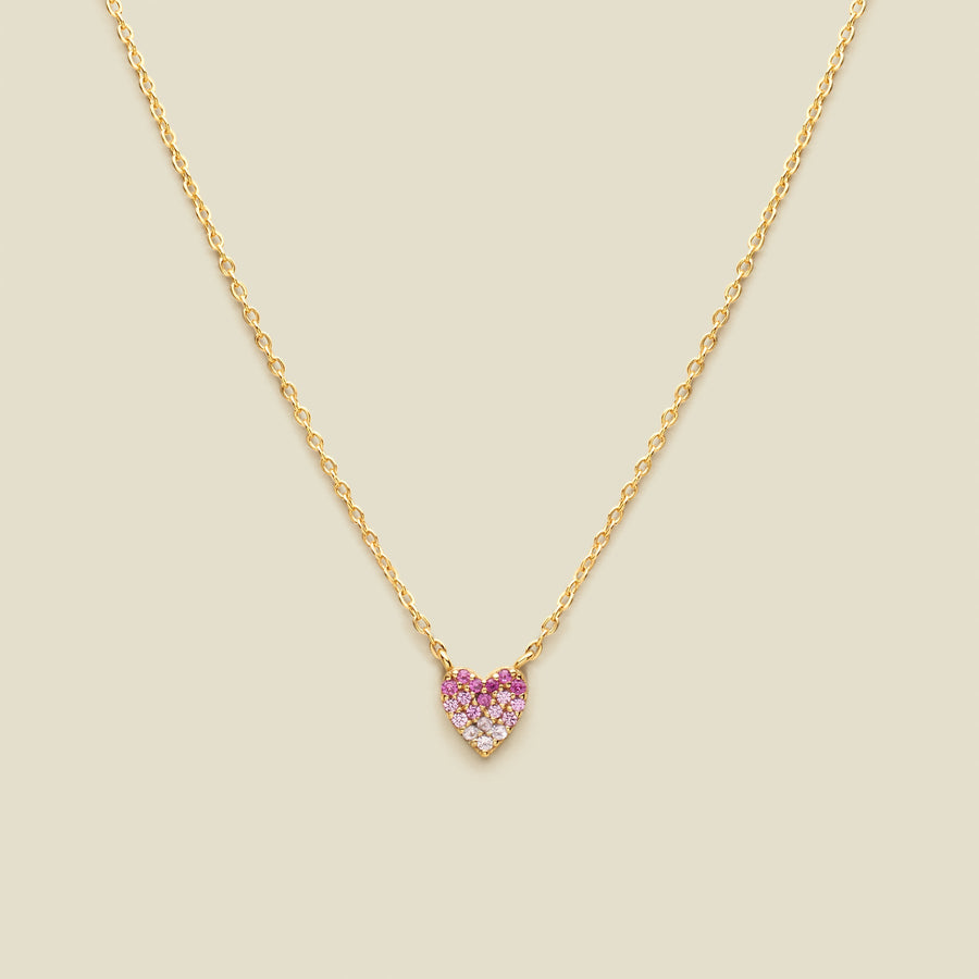 CZ Pink Pavé Heart Necklace