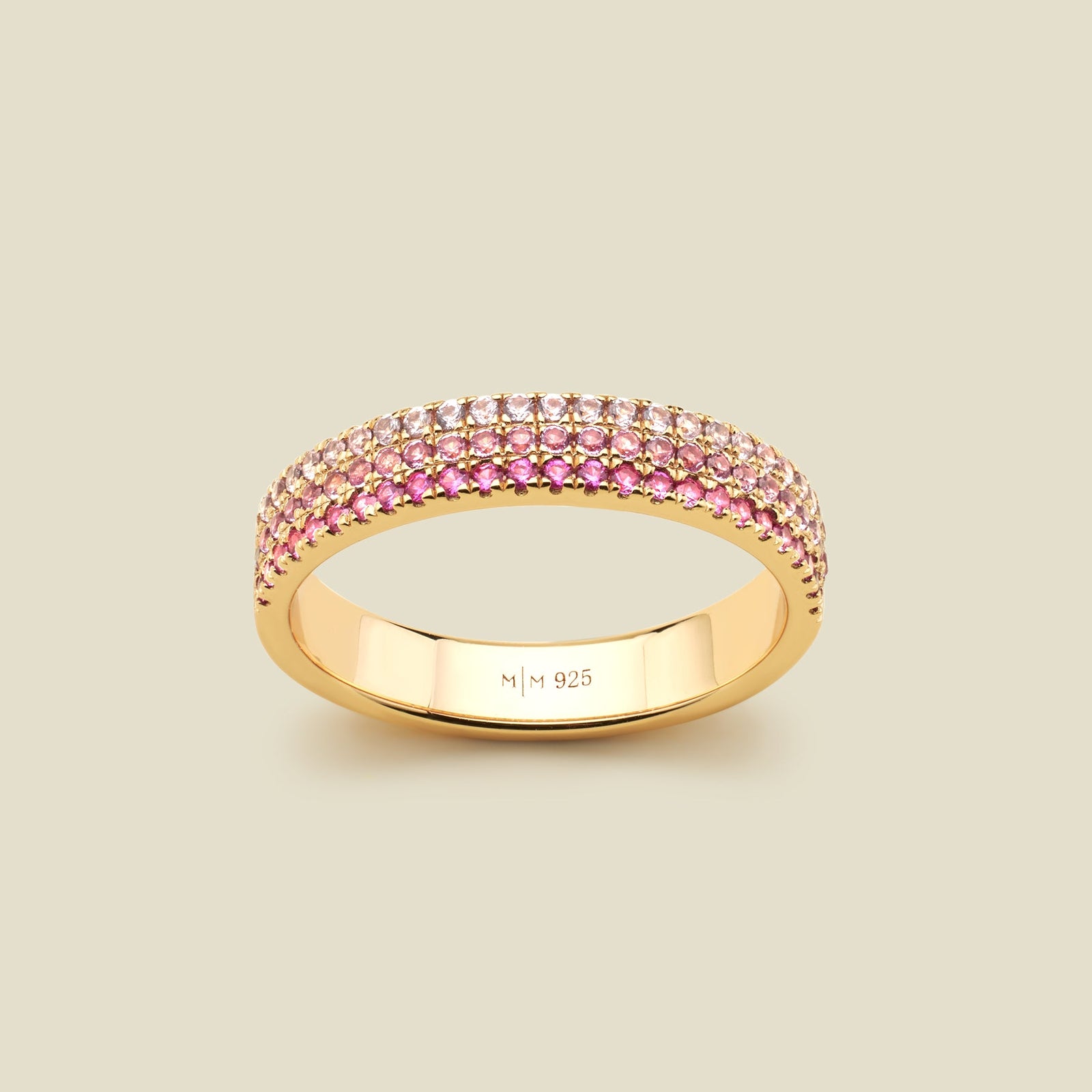 CZ Pink Pavé Ring Gold Vermeil / 5 Ring