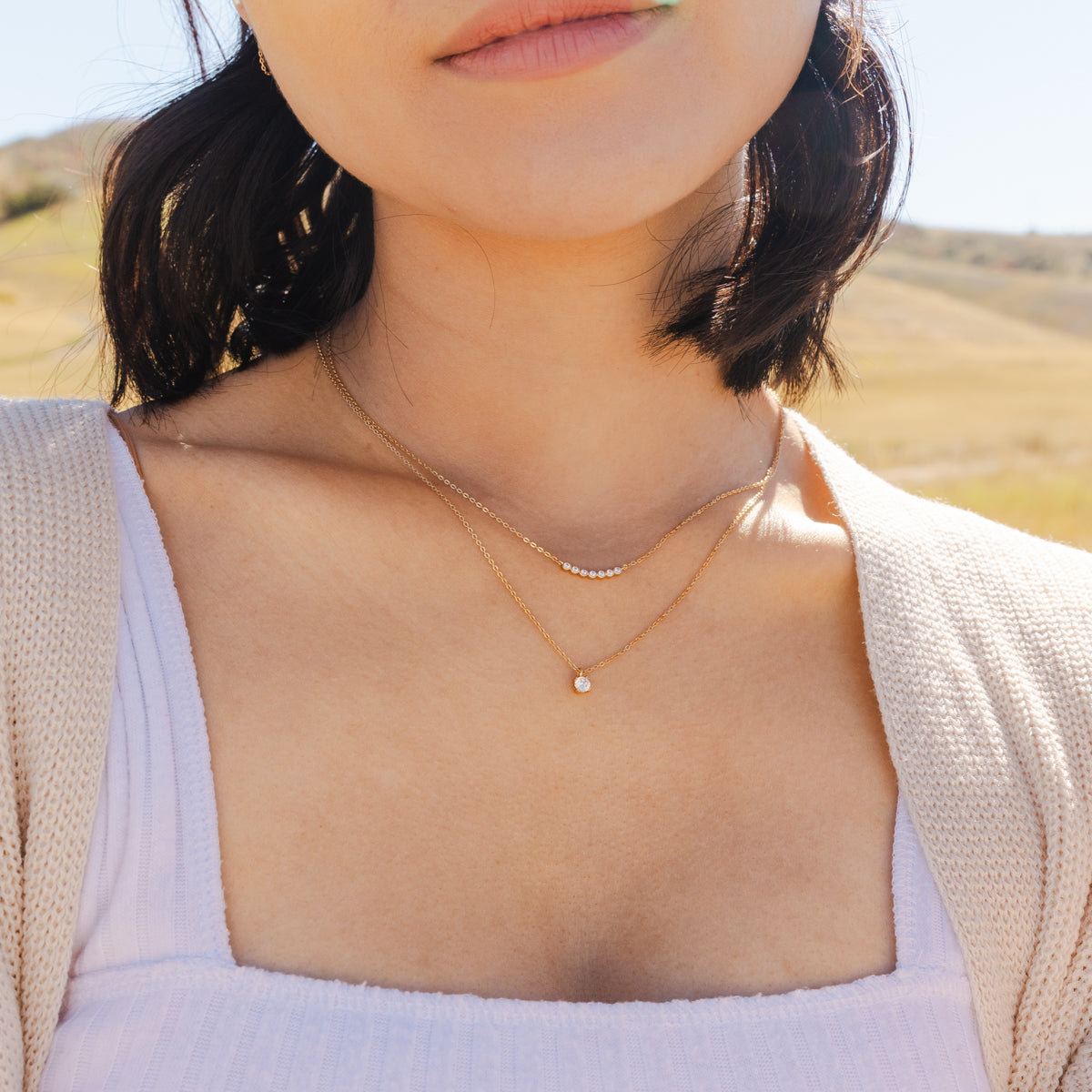 CZ Poppy Crescent Necklace Necklace