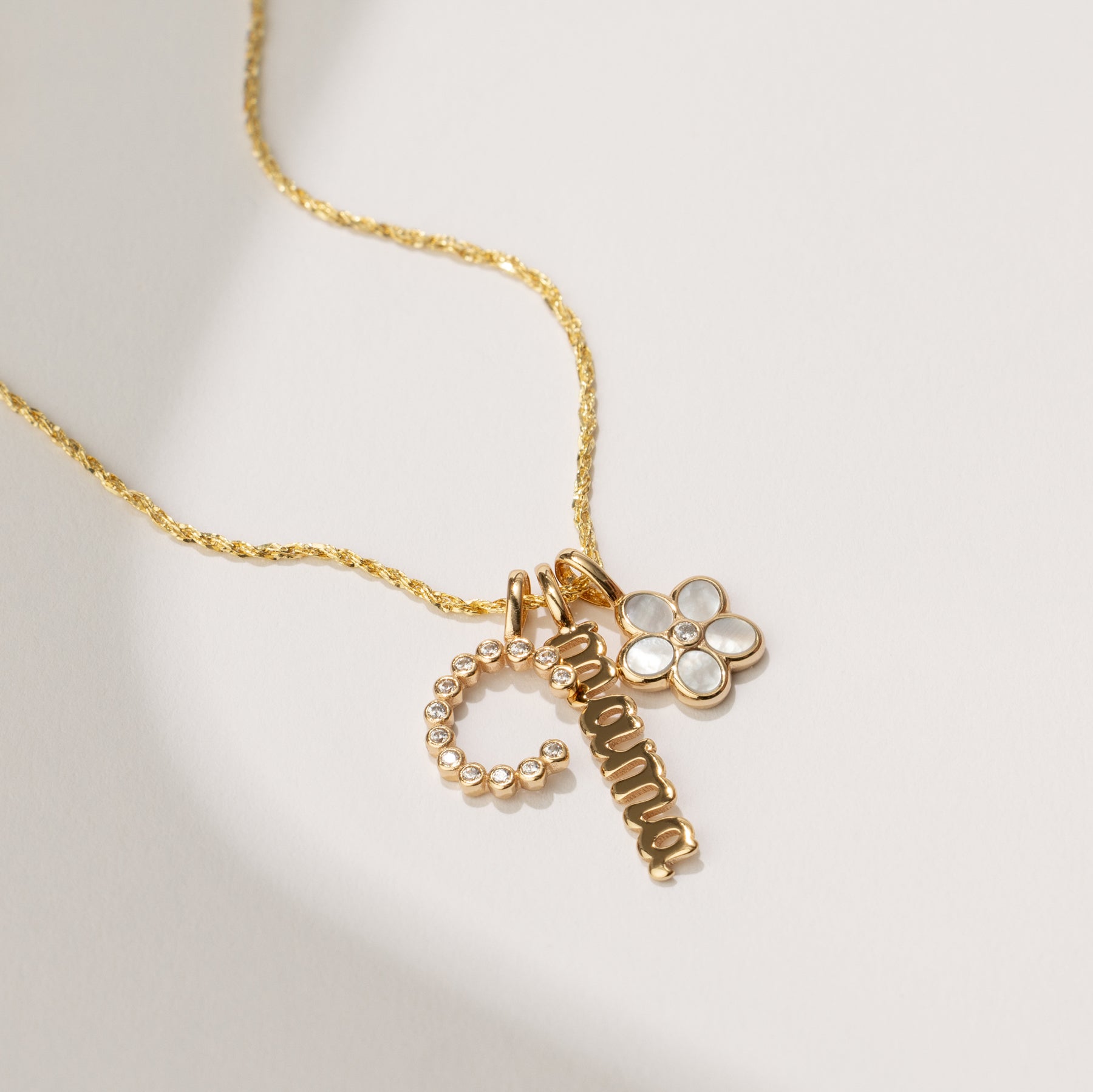 CZ POPPY INITIAL CHARM - C Gold Vermeil Add Ons