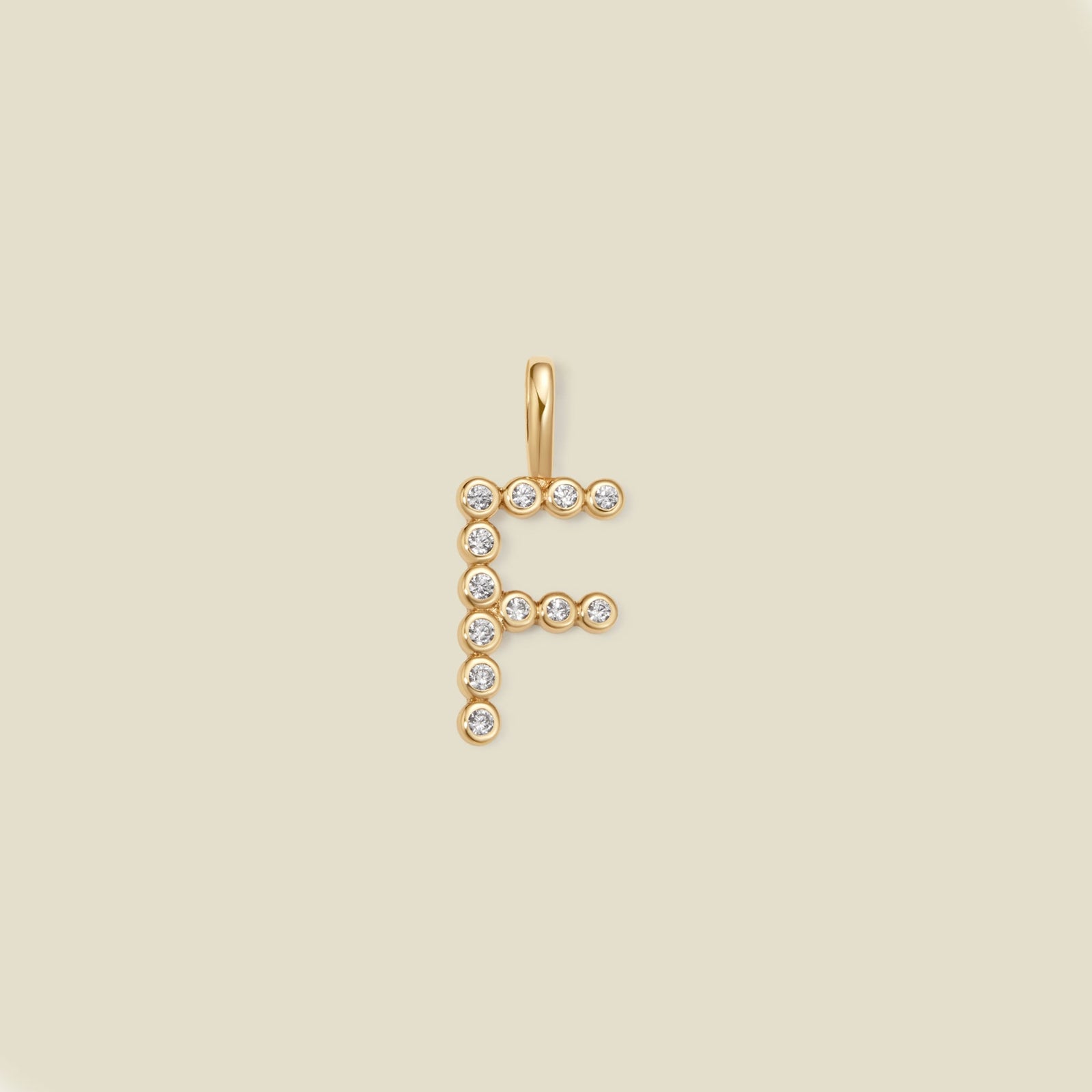 CZ Poppy Initial F Charm Gold Vermeil Add Ons