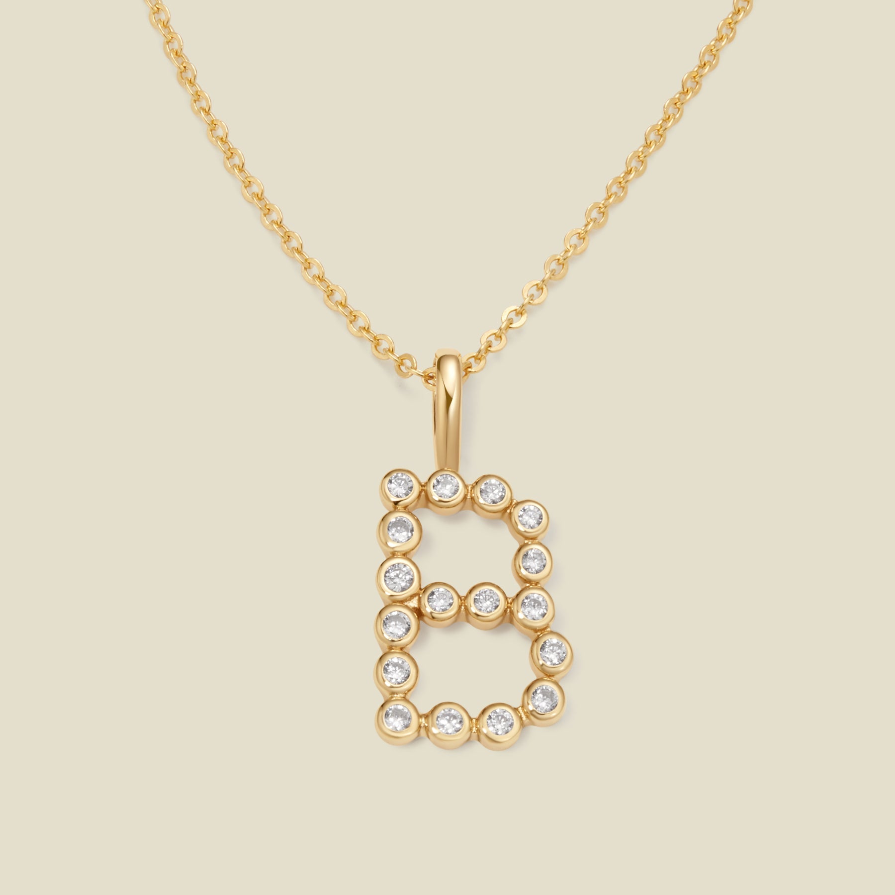 CZ Poppy Initial Necklace Gold Vermeil / 16"-18" / B Necklace