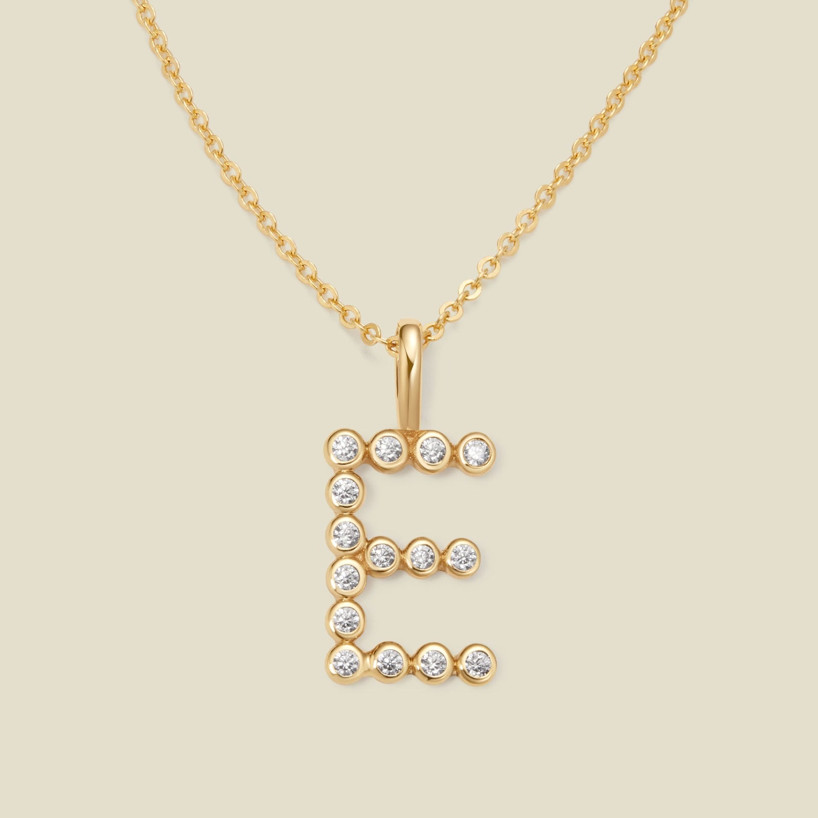 CZ Poppy Initial Necklace Gold Vermeil / 16"-18" / E Necklace