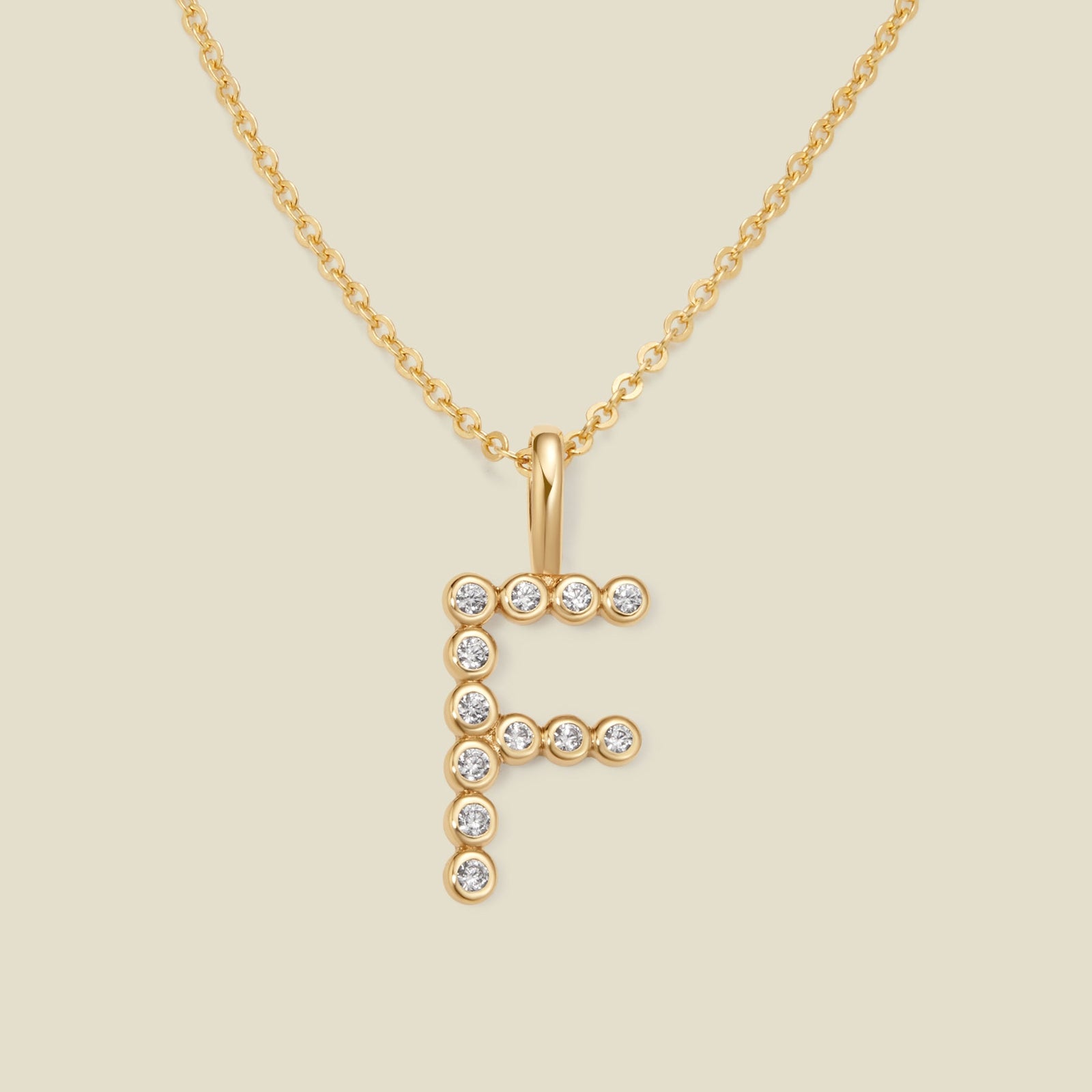 CZ Poppy Initial Necklace Gold Vermeil / 16"-18" / F Necklace