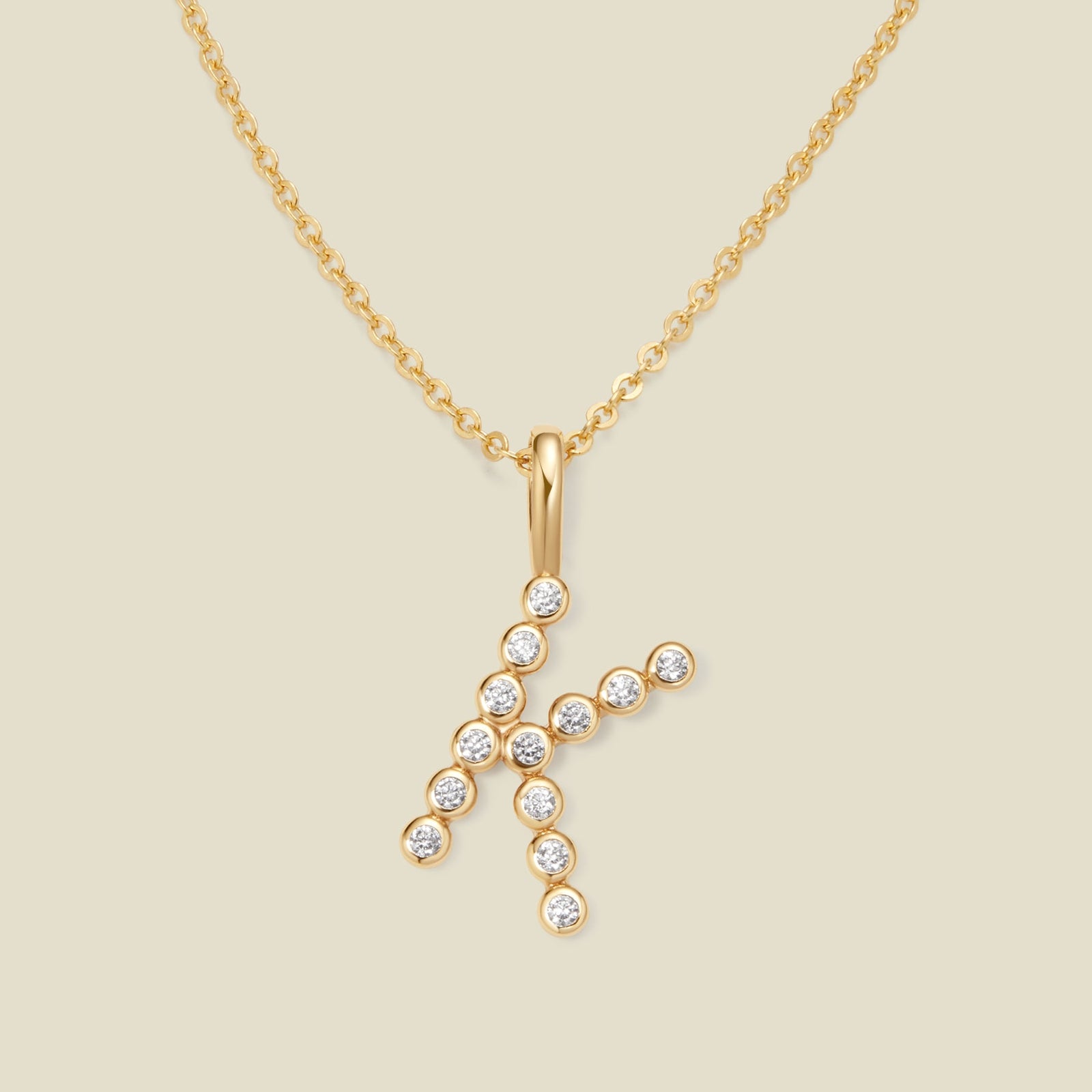 CZ Poppy Initial Necklace Gold Vermeil / 16"-18" / K Necklace