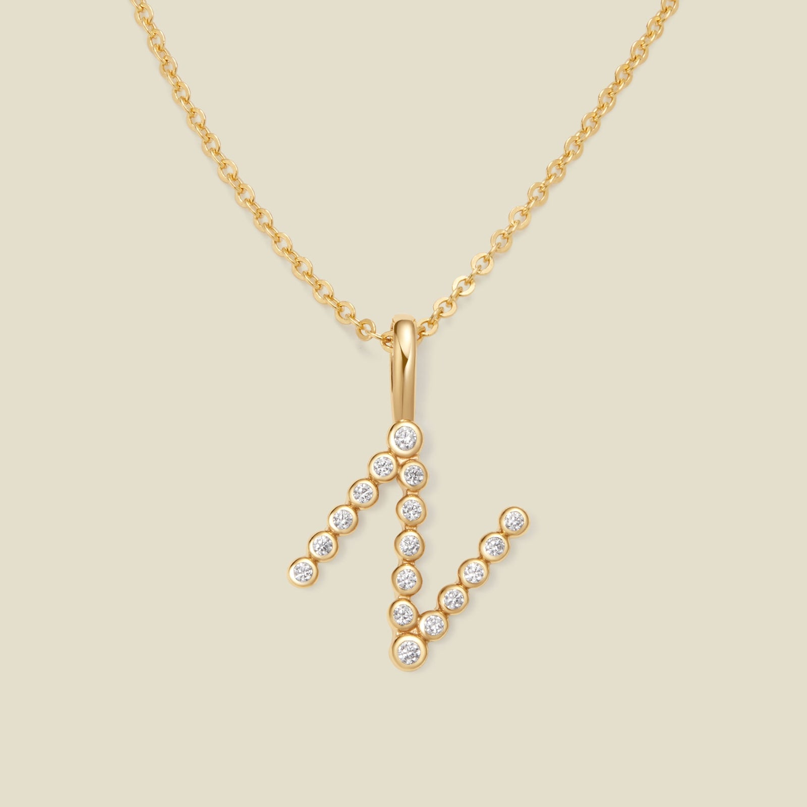 CZ Poppy Initial Necklace Gold Vermeil / 16"-18" / N Necklace