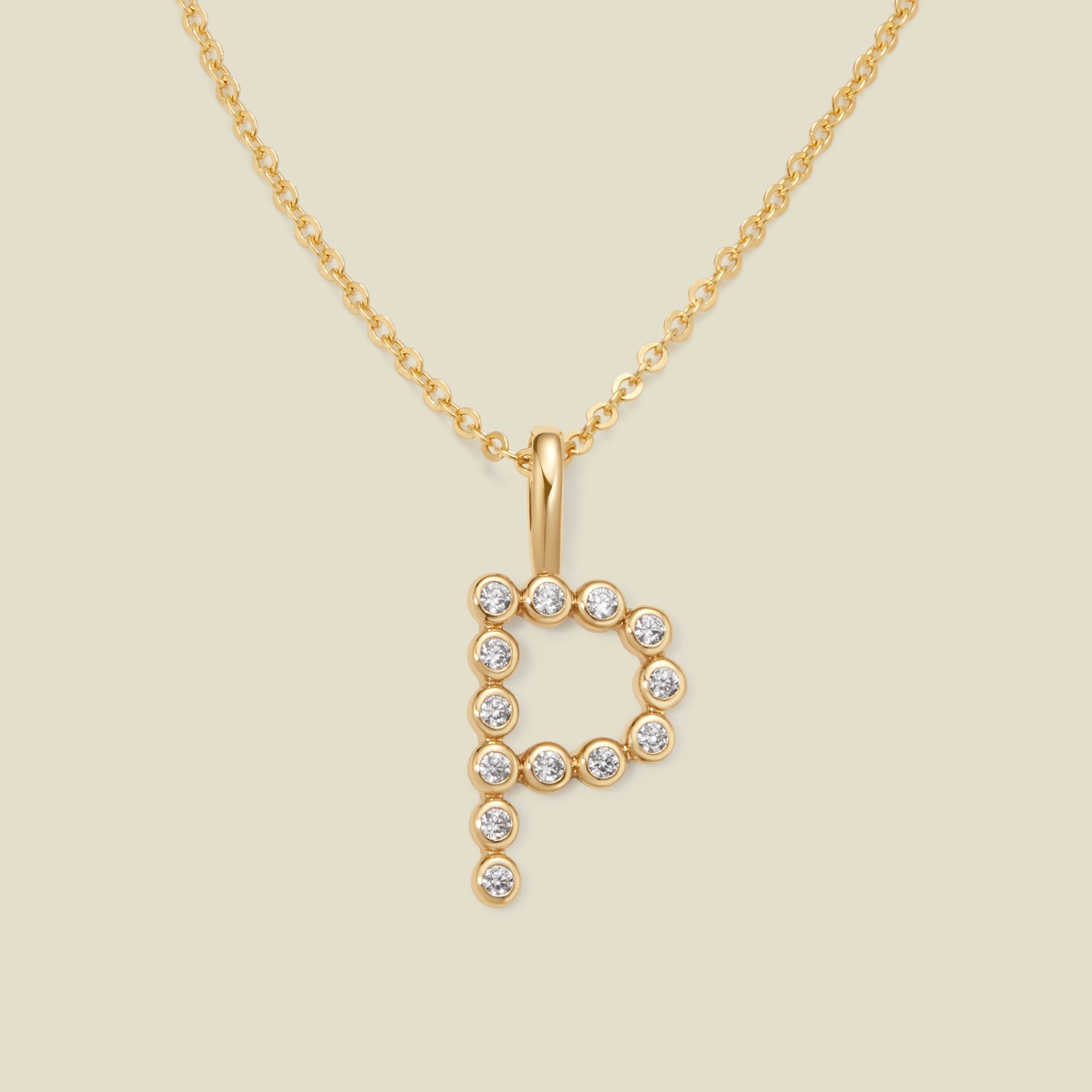 CZ Poppy Initial Necklace Gold Vermeil / 16"-18" / P Necklace