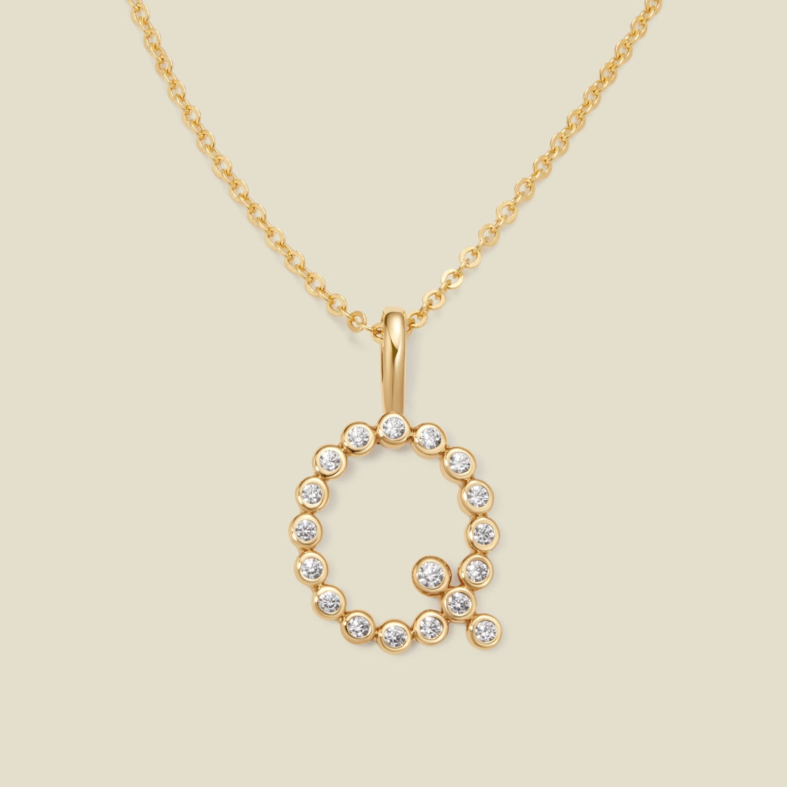 CZ Poppy Initial Necklace Gold Vermeil / 16"-18" / Q Necklace