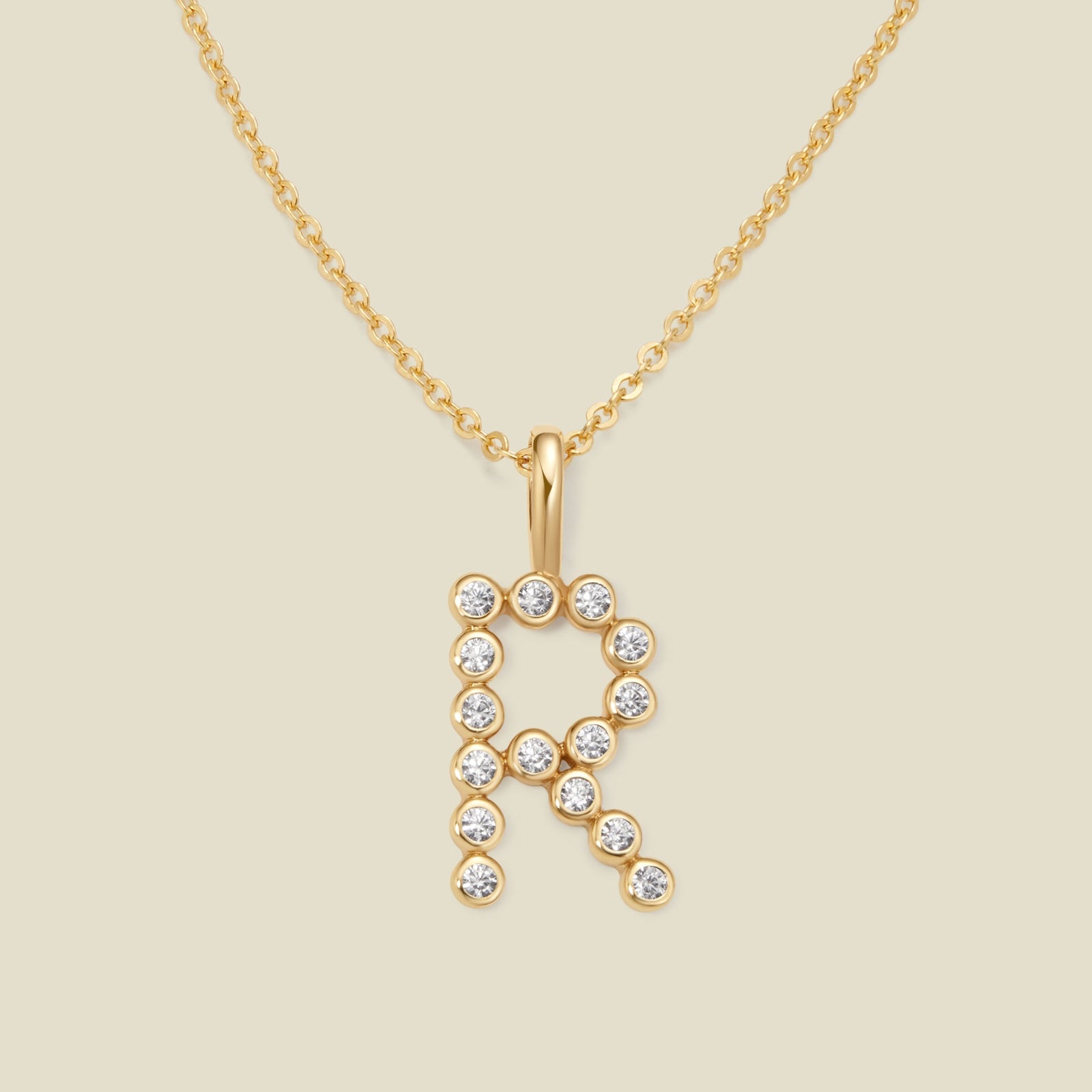 CZ Poppy Initial Necklace Gold Vermeil / 16"-18" / R Necklace