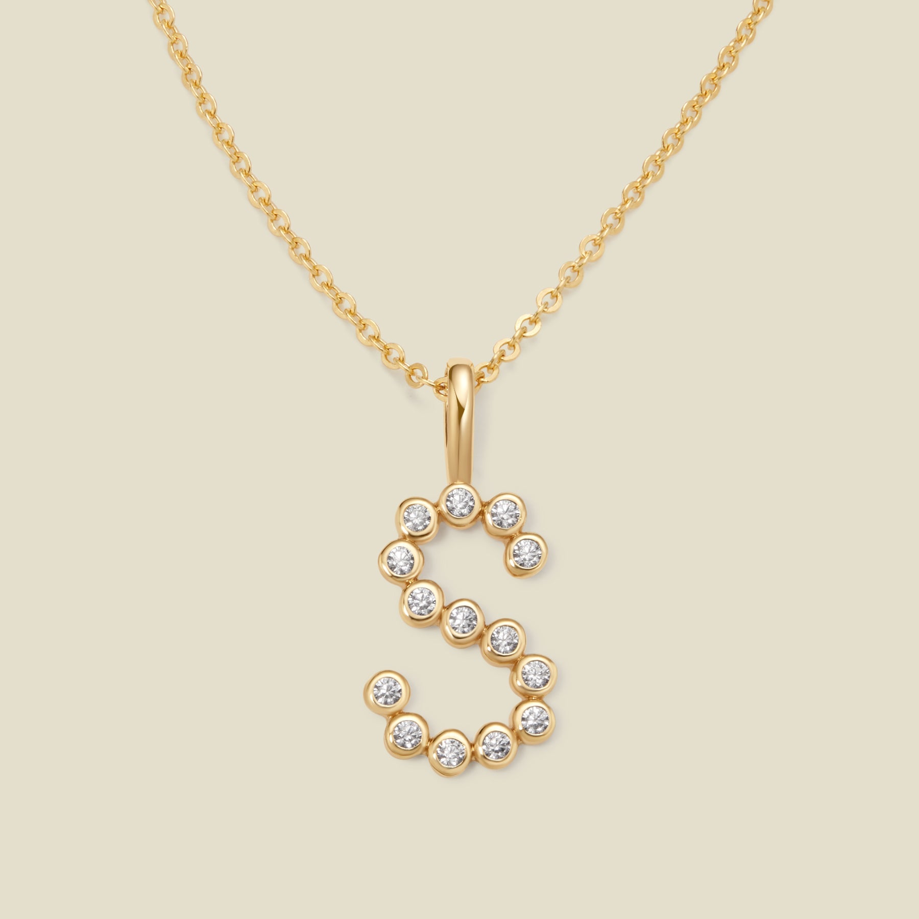 CZ Poppy Initial Necklace Gold Vermeil / 16"-18" / S Necklace