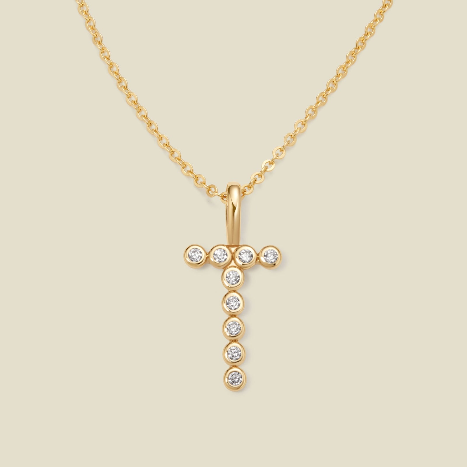 CZ Poppy Initial Necklace Gold Vermeil / 16"-18" / T Necklace