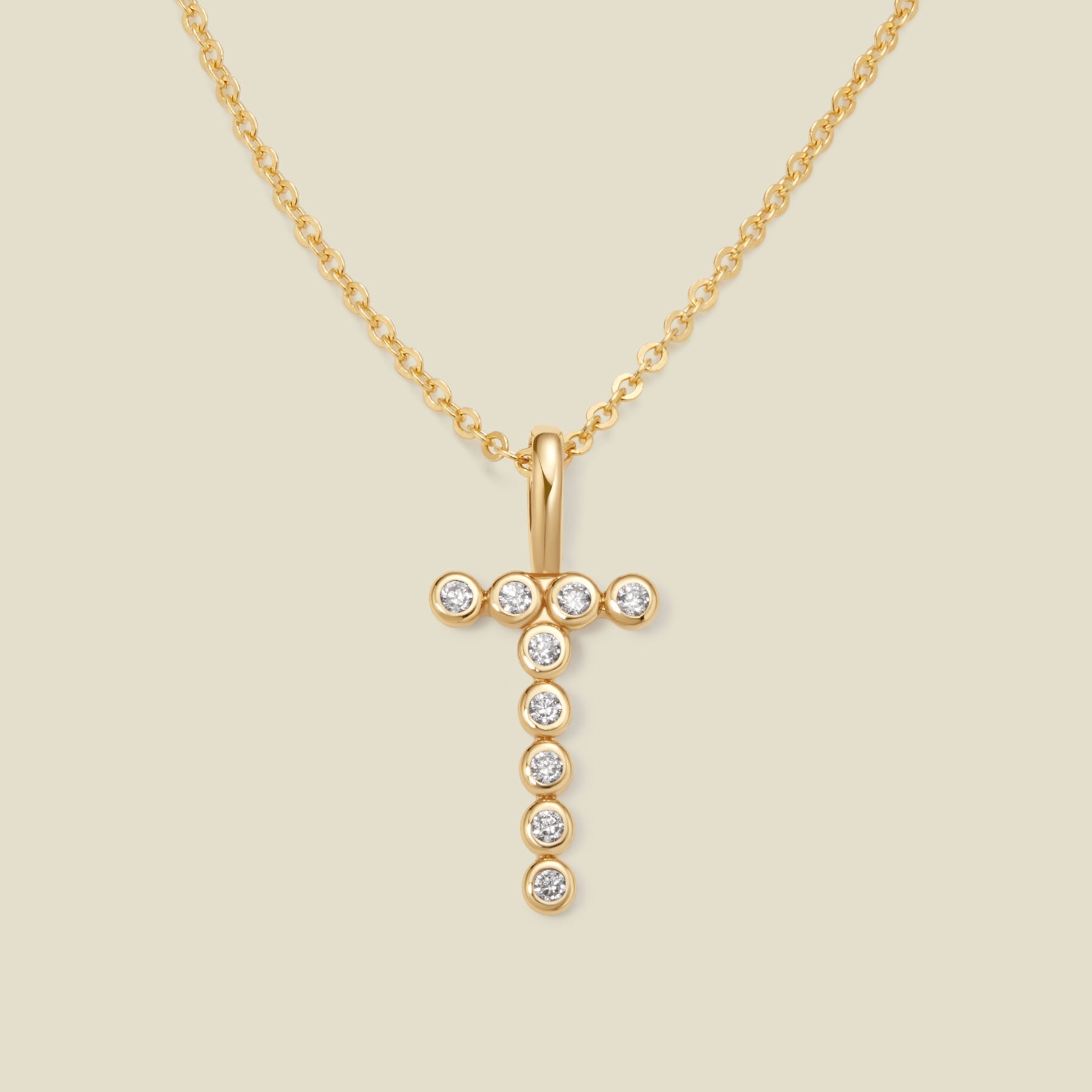 CZ Poppy Initial Necklace Gold Vermeil / 16"-18" / T Necklace