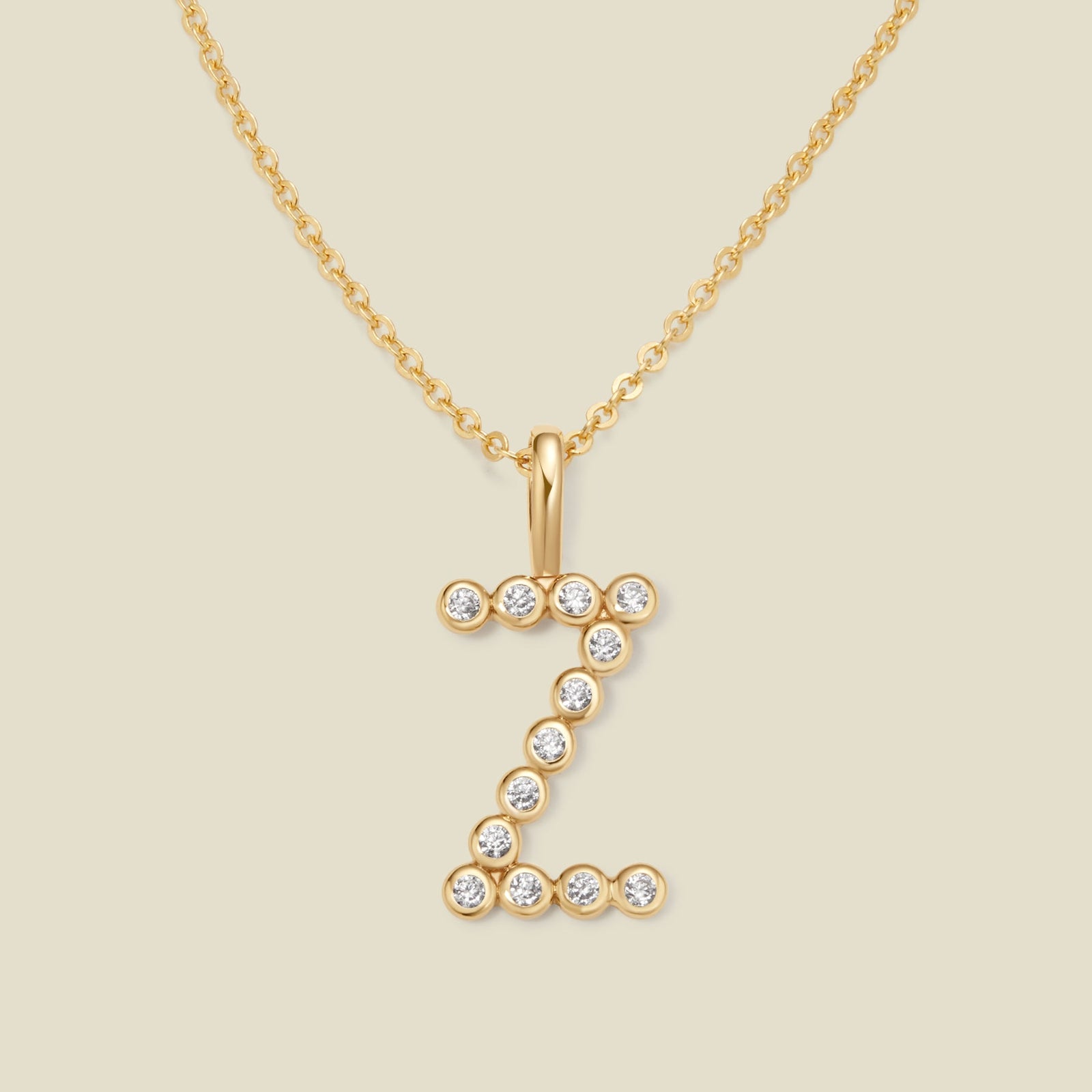 CZ Poppy Initial Necklace Gold Vermeil / 16"-18" / Z Necklace