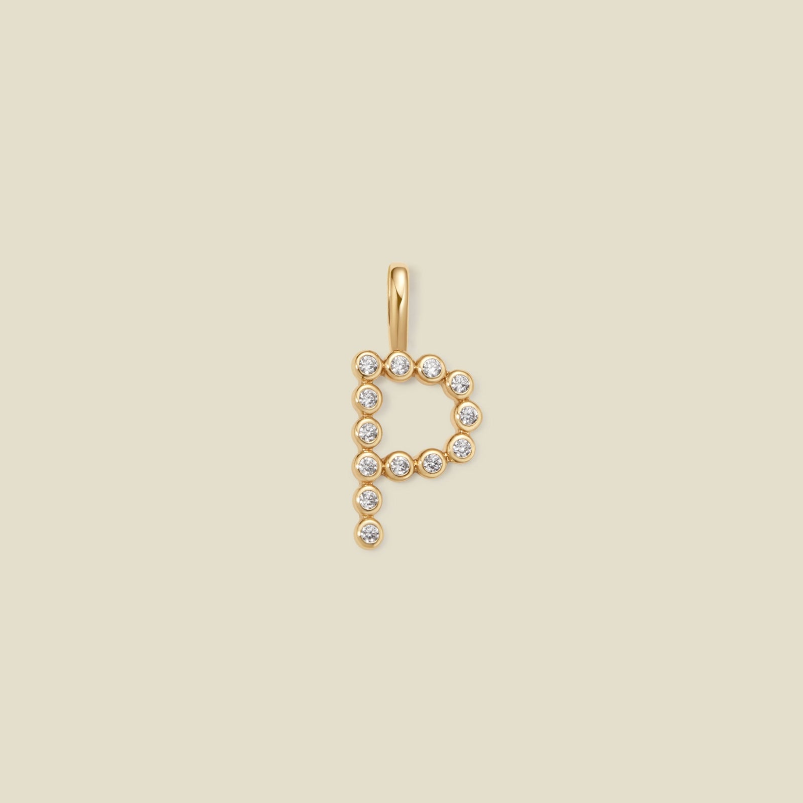 CZ Poppy Initial P Charm Gold Vermeil Add Ons