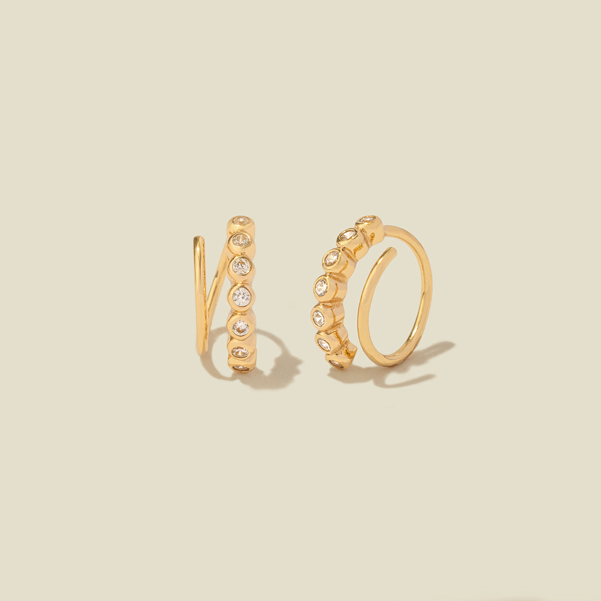 CZ Poppy Thread Thru Hoop Earrings Gold Vermeil Earring