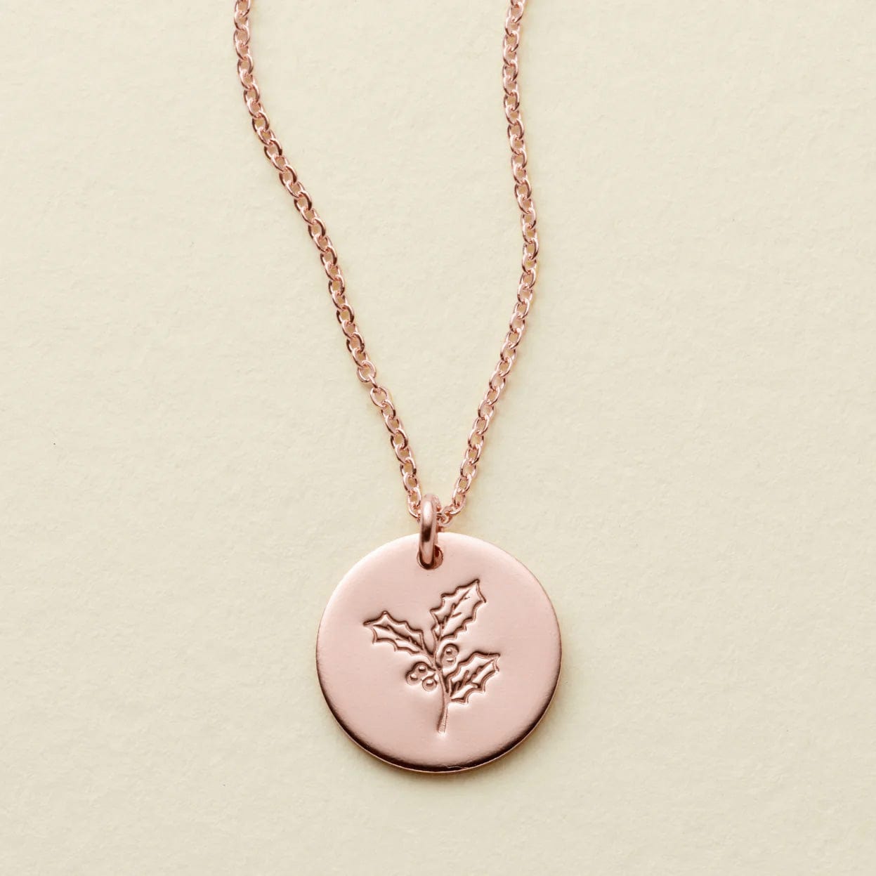 December Birth Flower Necklace Rose Gold Filled / 1/2" / 16"-18" Necklace