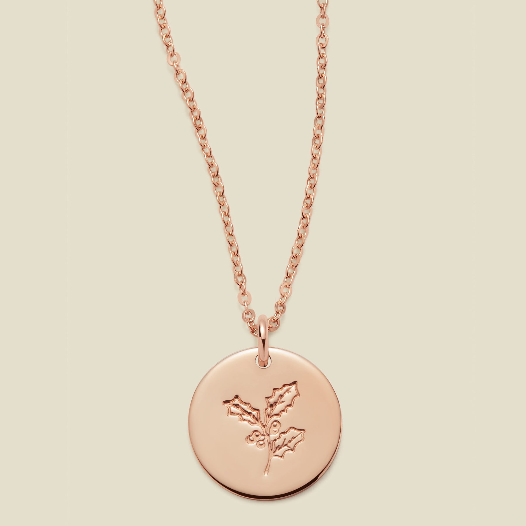 December Birth Flower Necklace Rose Gold Filled / 1/2" / 16"-18" Necklace