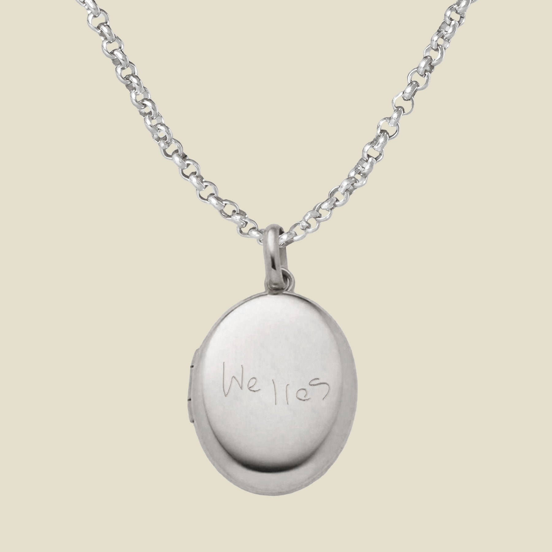 Engraved Handwriting Mini Locket Necklace