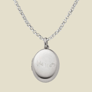 Engraved Handwriting Rolo Mini Locket Necklace
