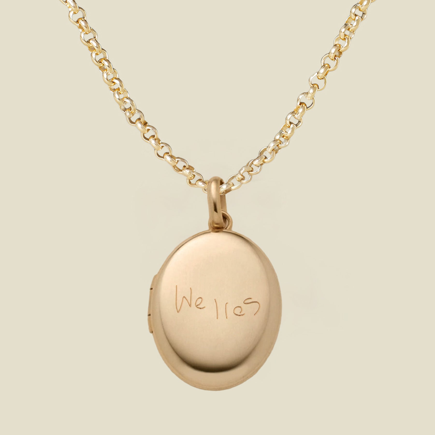 Engraved Handwriting Mini Locket Necklace