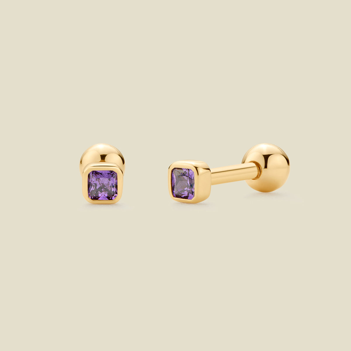 February Birthstone Stud Earrings Gold Vermeil Earring