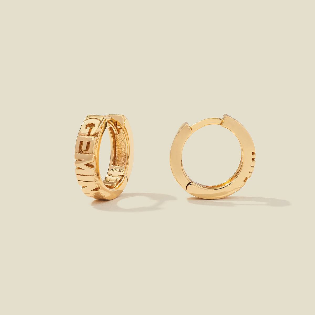 Gemini Huggie Hoop Earrings Gold Vermeil Earring