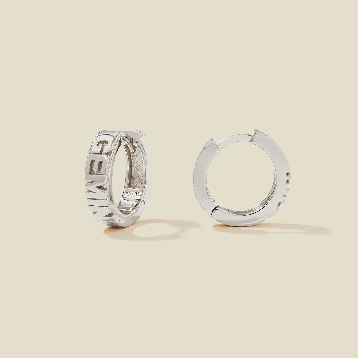 Gemini Huggie Hoop Earrings Silver Collab