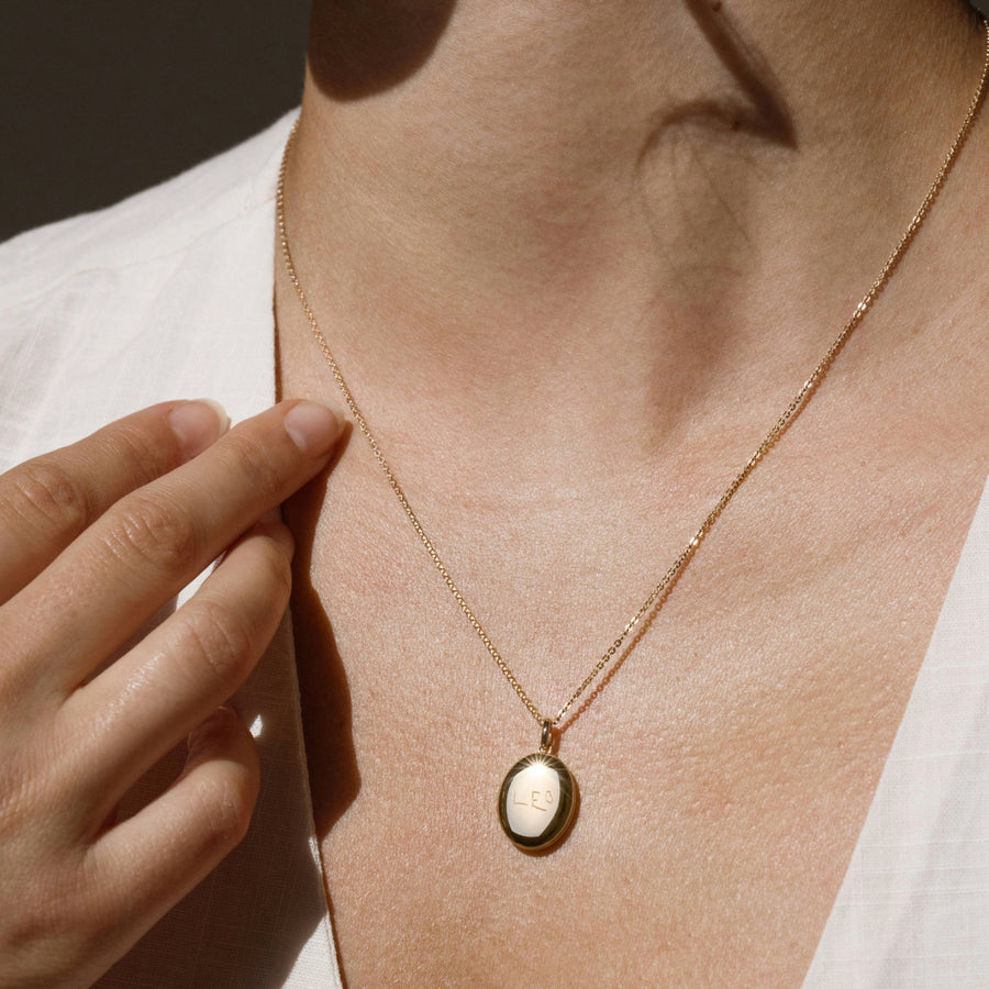 Engraved Handwriting Mini Locket Necklace Lifestyle