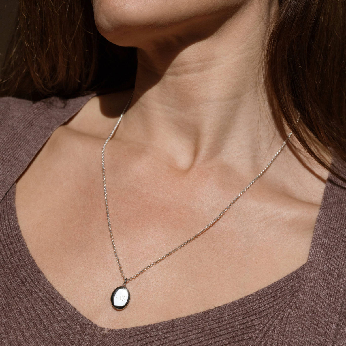 Engraved Handwriting Mini Locket Necklace
