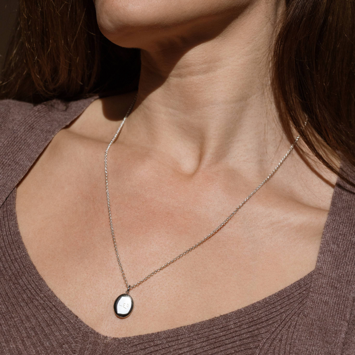 Engraved Handwriting Mini Locket Necklace