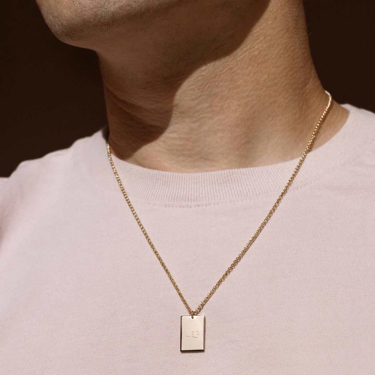 Engraved Handwriting Rectangle Necklace