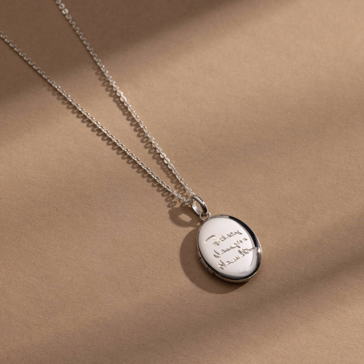 Engraved Handwriting Mini Locket Necklace