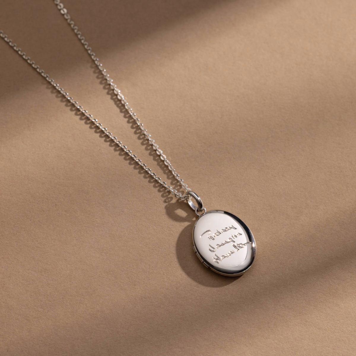 Engraved Handwriting Mini Locket Necklace