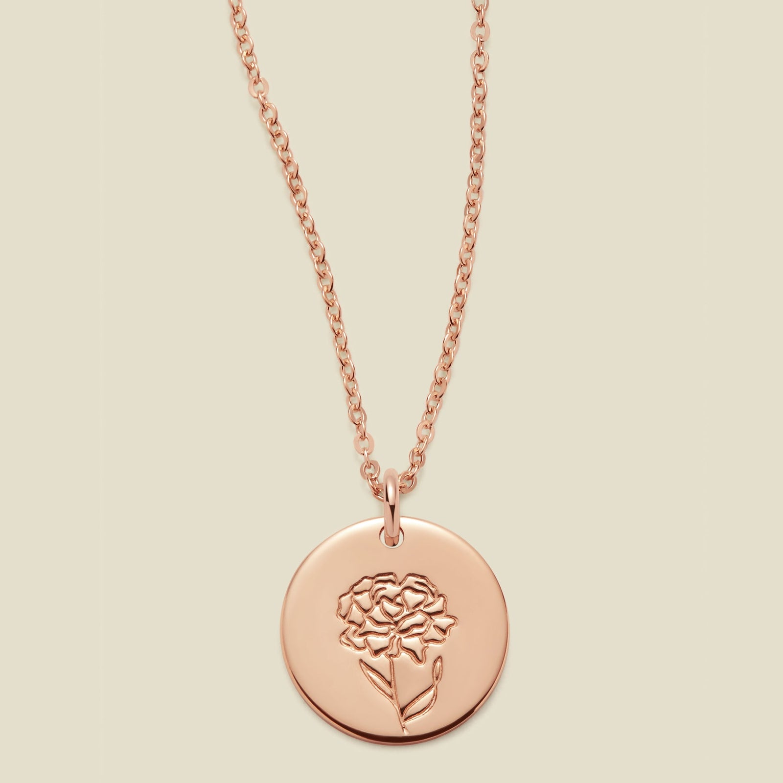 January Birth Flower Necklace Rose Gold Filled / 1/2" / 16"-18" Necklace