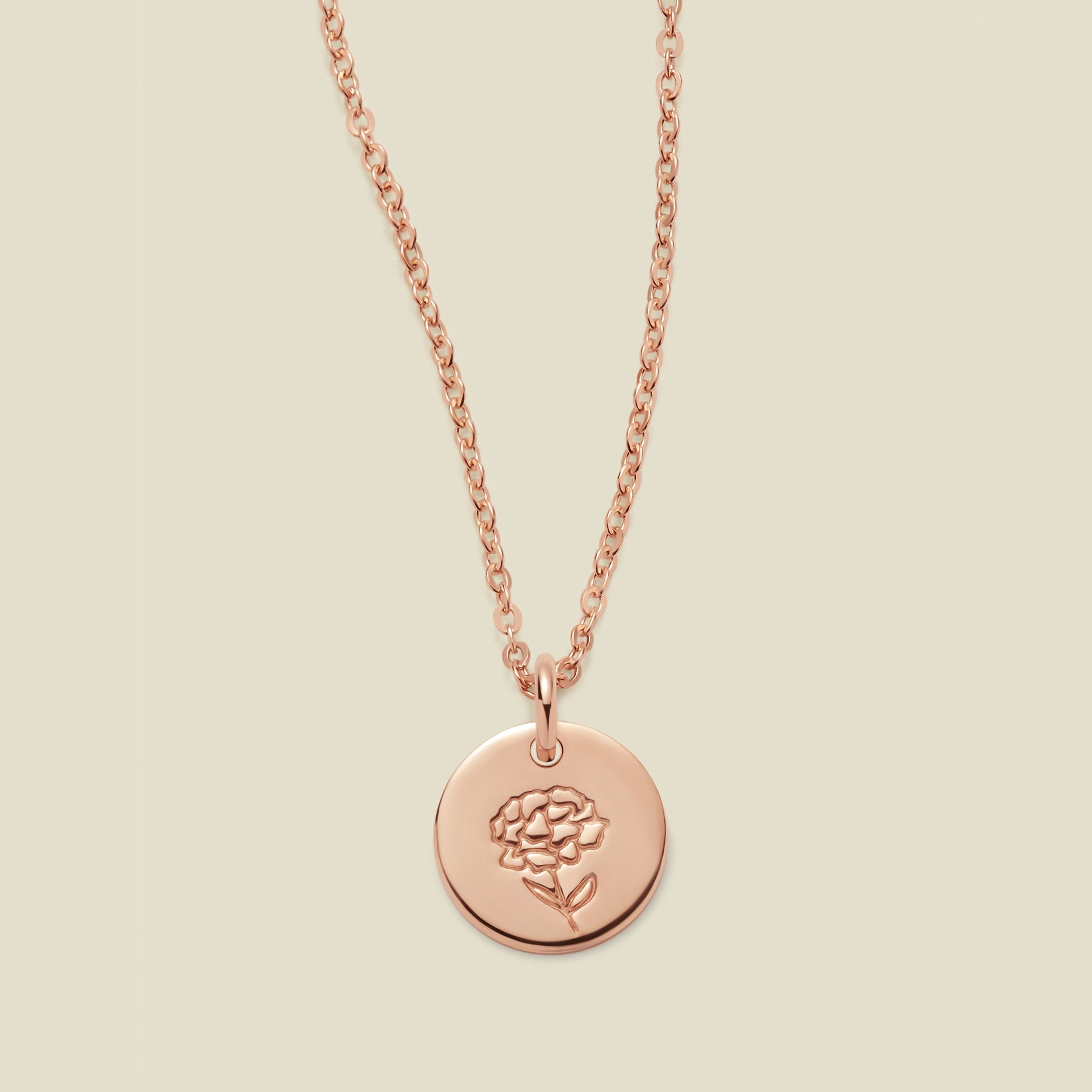 January Birth Flower Necklace Rose Gold Filled / 3/8" / 16"-18" Necklace