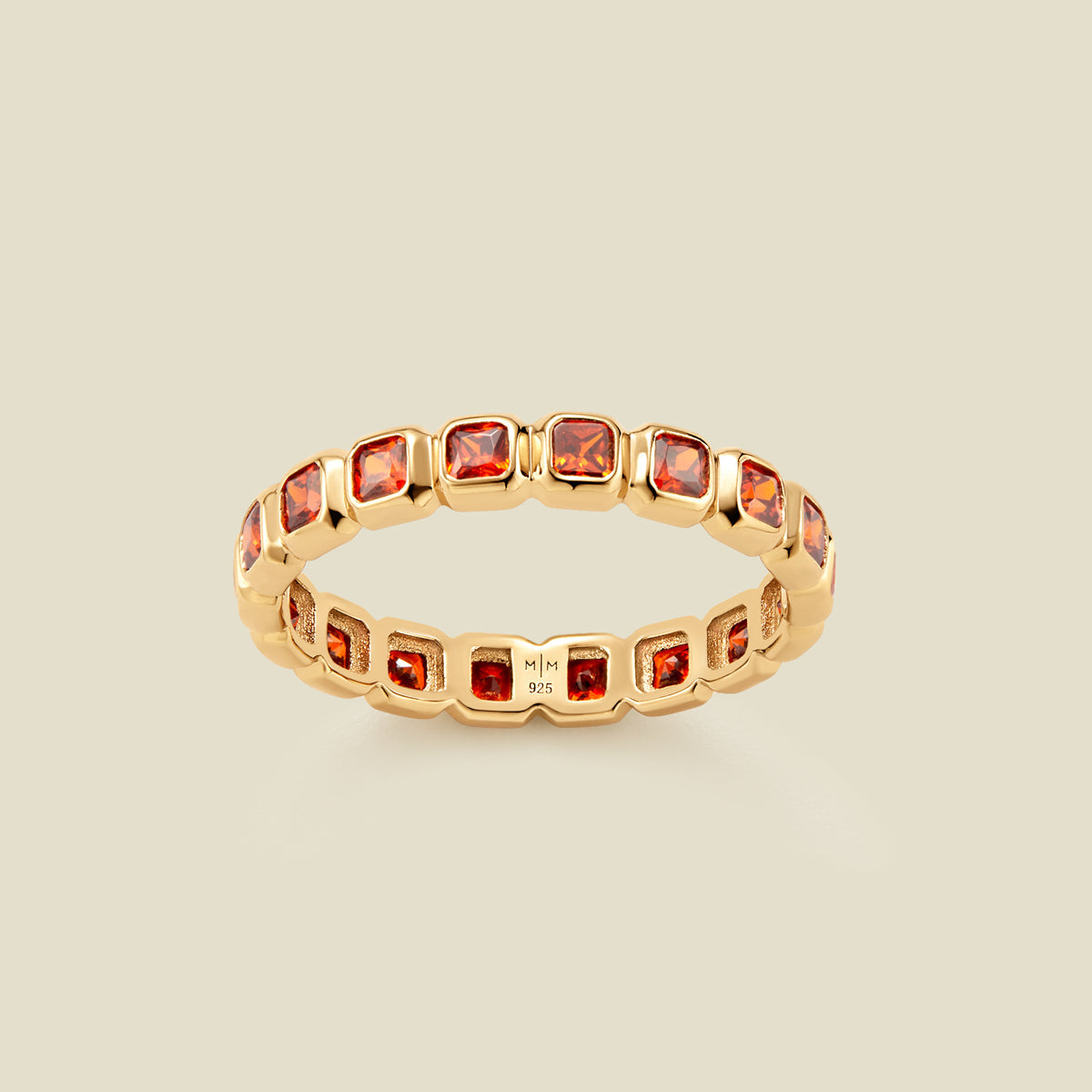 January Birthstone Eternity Ring Gold Vermeil / 5 Ring