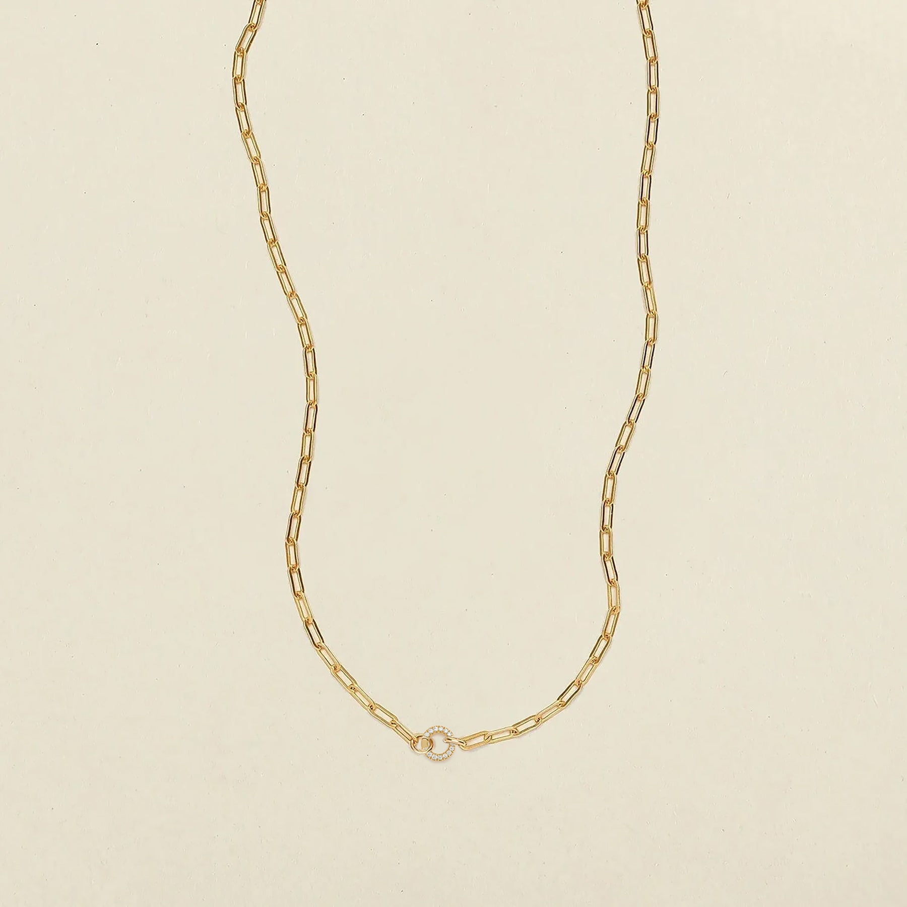 Jude Charm Necklace Gold Filled / With Mini CZ Link Lock Necklace