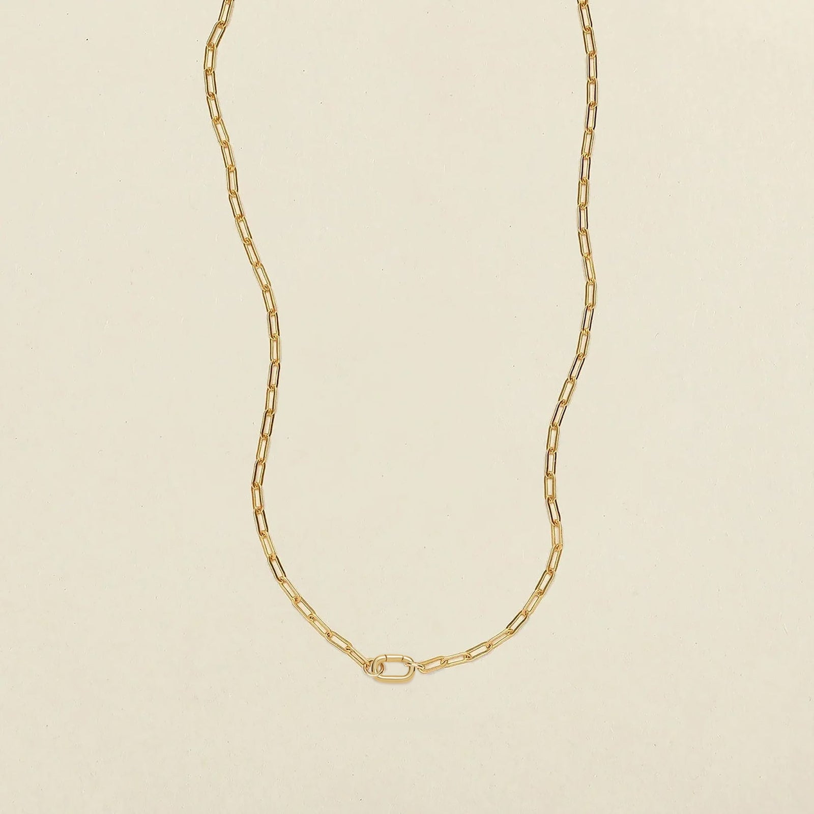 Jude Charm Necklace Gold Filled / With Mini Paperclip Link Lock Necklace