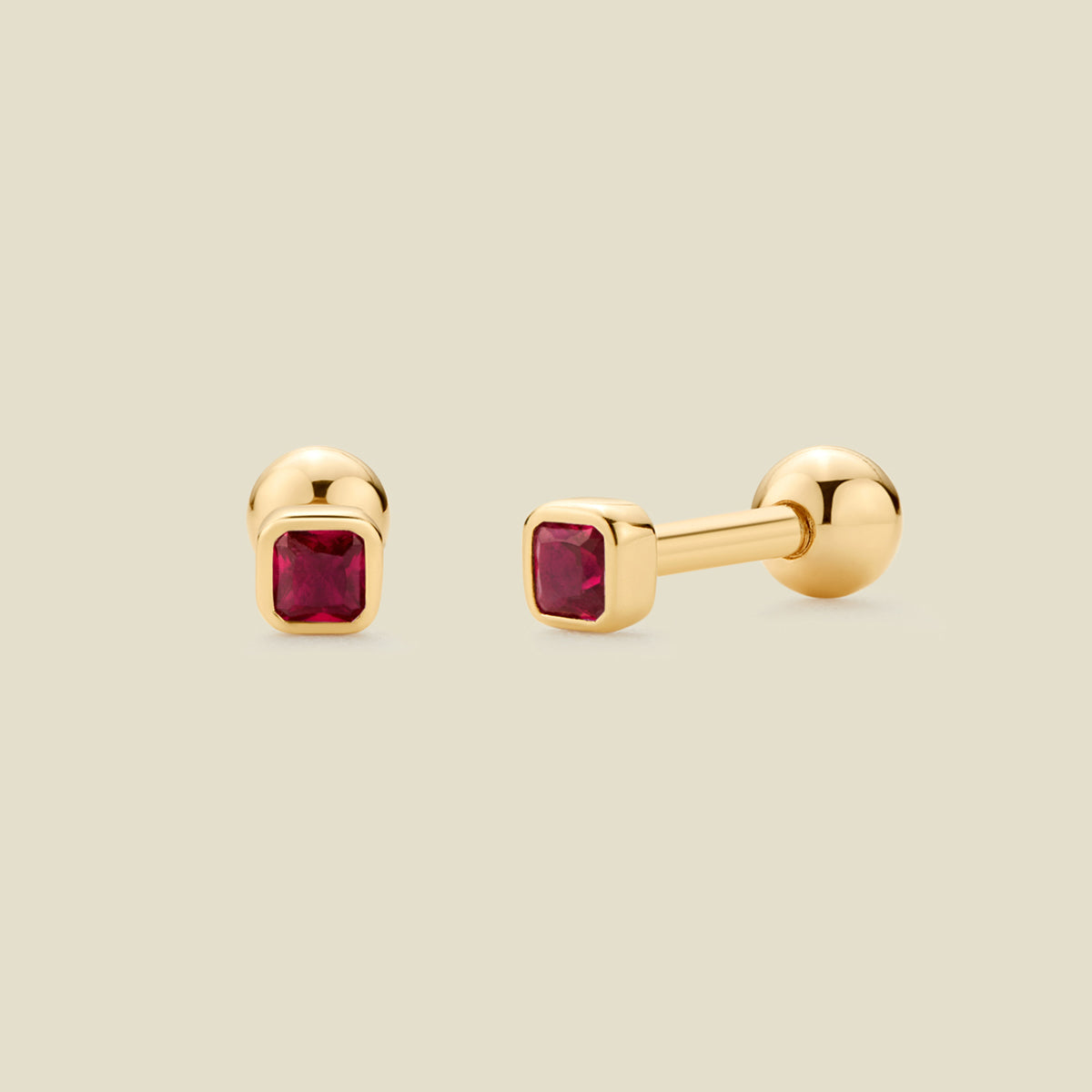 July Birthstone Stud Earrings Gold Vermeil Earring