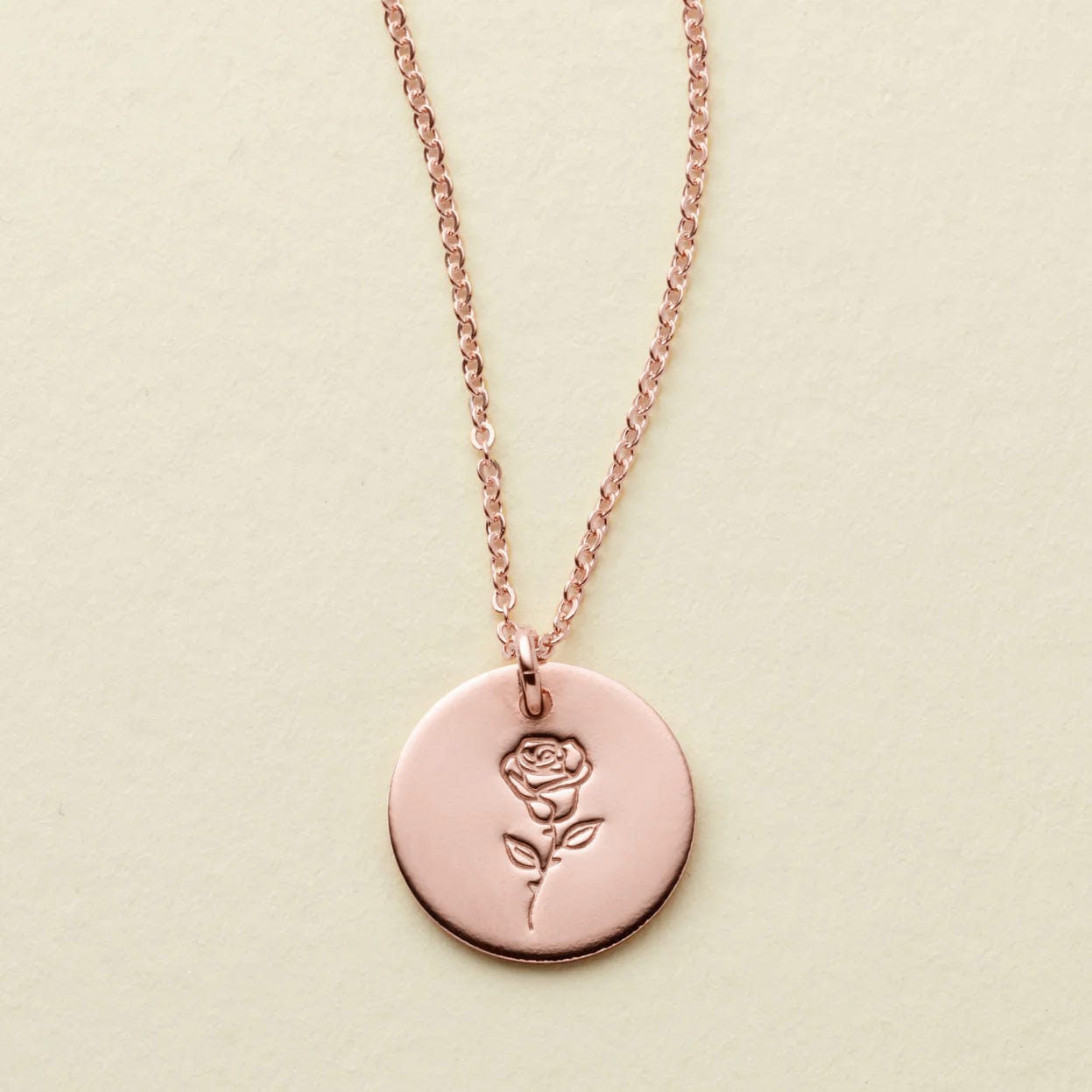 June Birth Flower Necklace Rose Gold Filled / 1/2" / 16"-18" Necklace