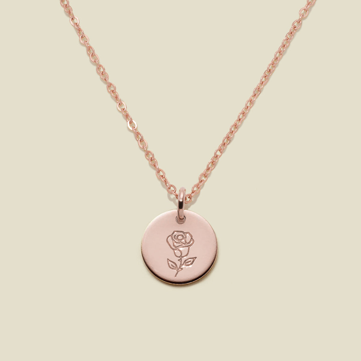 June Birth Flower Necklace Rose Gold Filled / 3/8" / 16"-18" Necklace