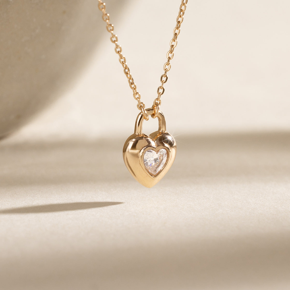 CZ Padlock Heart Necklace
