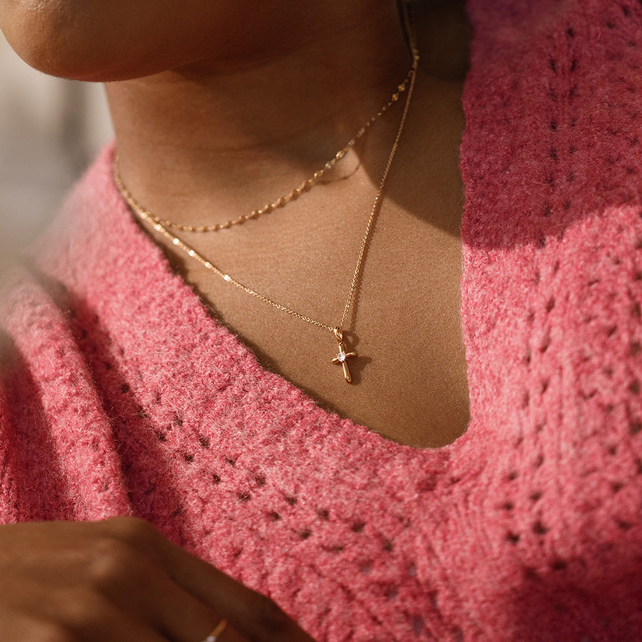 CZ Heart Cross Charm Lifestyle