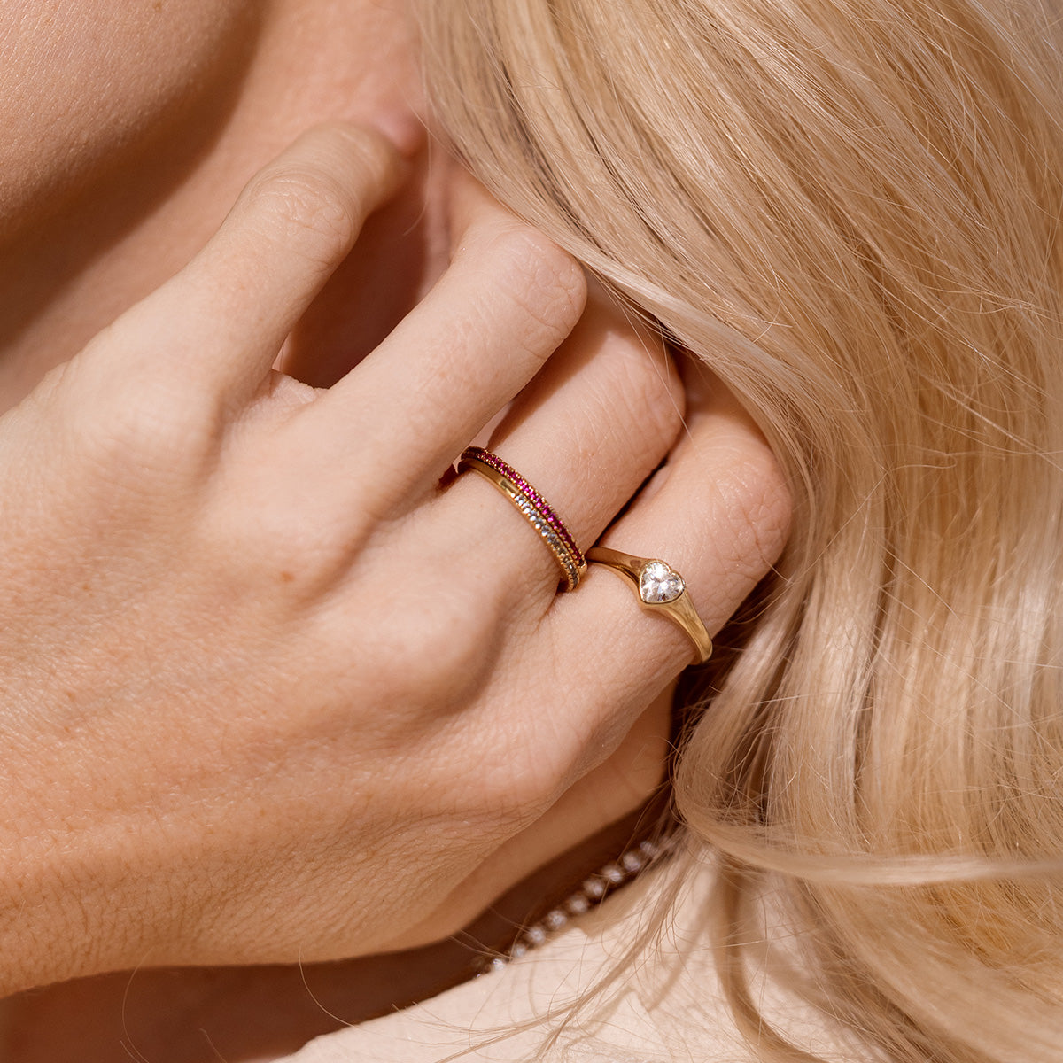 CZ Heart Signet Ring