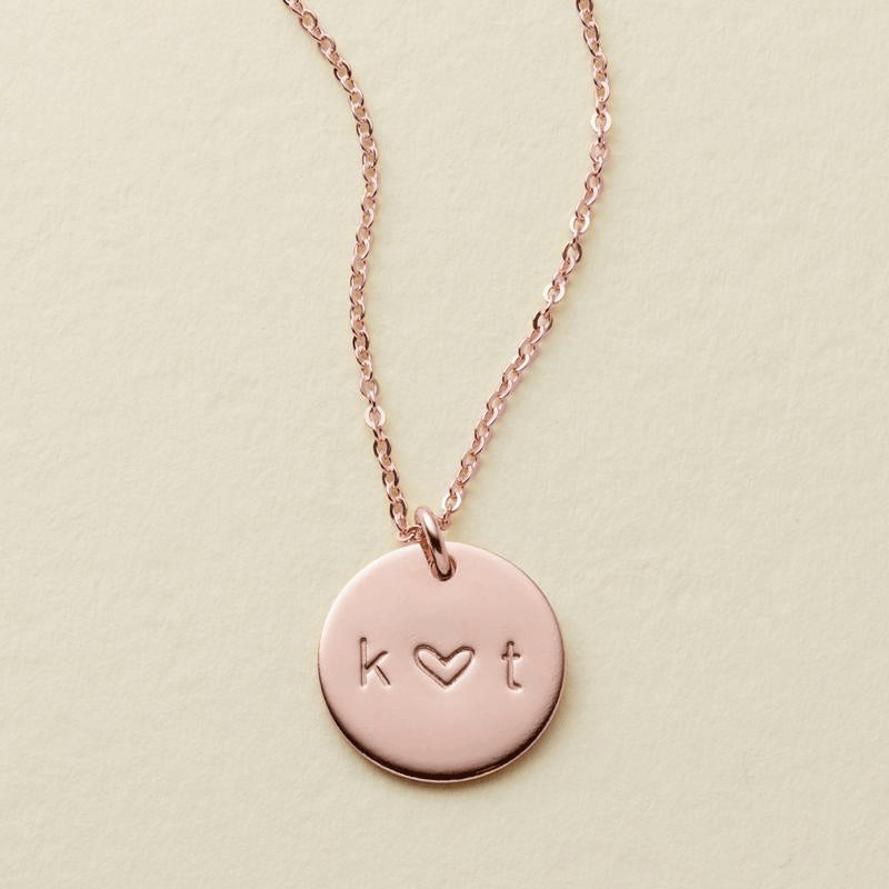 Love Disc Necklace Rose Gold Filled / 1/2" / 16"-18" Necklace